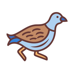 Stylized partridge illustration against a black background
