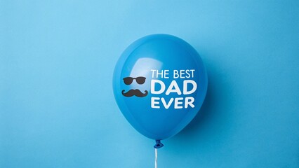 Cool Blue Balloon With Sunglasses Mustache And The Best Dad Ever Text On Blue Background For Father&rsquo;s Day Celebration