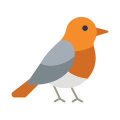 Cute cartoon robin illustration against a dark background