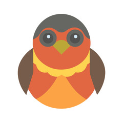 Stylized bird illustration with geometric shapes on black backdrop