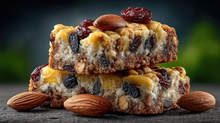 Poppy seed cake, a delicious baked dessert with nuts, sits among Easter eggs and fresh flowers