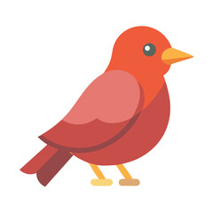 Red bird illustration in flat style on black background