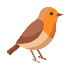 Flat illustration of a robin bird on black background