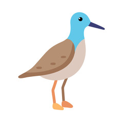 Stylized sandpiper illustration with blue head on black background