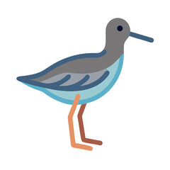 Flat illustration of wading bird on a black background