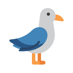 Stylized Seagull Illustration on Black Background, Simple and Clean