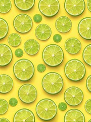 Fototapeta premium Bright and cheerful lime green citrus peel pattern on a warm sunny yellow background
