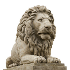 Majestic lion sculpture made of stone with detailed craftsmanship visible