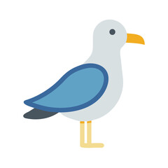 Flat design illustration of a seagull on black background