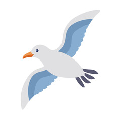 Fototapeta premium Stylized seagull illustration flying freely against a black backdrop