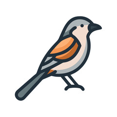 Stylized bird icon with orange accents against black background