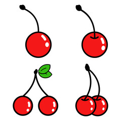 サクランボ_ベクター素材_セット