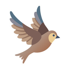 Stylized flat bird illustration flying against black background