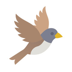 Simple sparrow illustration in flight on black background