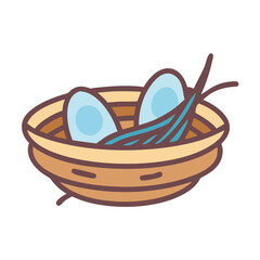 Fototapeta premium Stylized bird nest with eggs resting on dark background