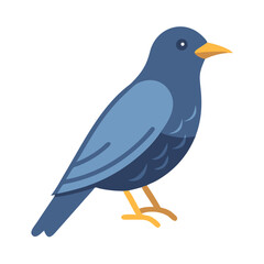 Simple flat illustration of a blue bird on black backdrop