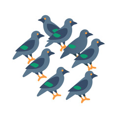 Seven stylized ravens forming a circular pattern against black