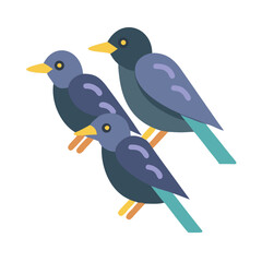 Stylized group of three birds on a black background