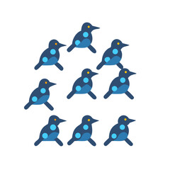 Stylized birds forming a pyramid shape on black background