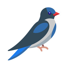 Obraz premium Flat design illustration of a swallow bird on black