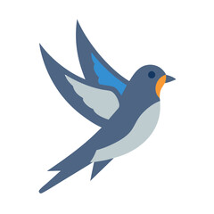 Stylized blue bird in flight on a black background