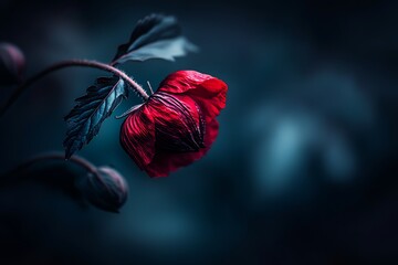 Dark Red Poppy in Garden