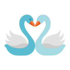 Stylized swan pair forming a heart shape graphic image