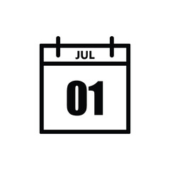 calender icon, 01 july icon with white background