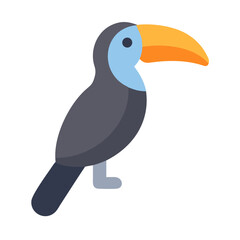 Flat vector illustration of a colorful cartoon toucan bird