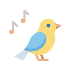 Singing bird icon on black background in simple style