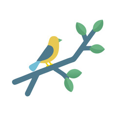 Minimalist bird on branch illustration on black background