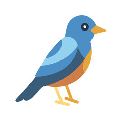 Flat design bluebird perched on black background graphic icon