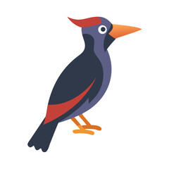 Graphic bird illustration on black background with flat design