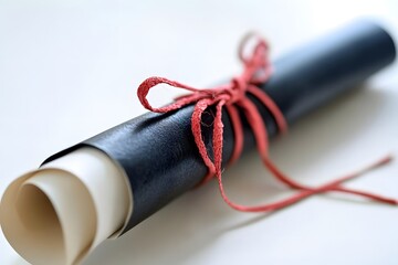 diploma with red ribbon