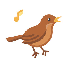 Stylized singing bird with musical note illustration on black