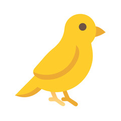 Isolated yellow canary illustration on black background, flat design