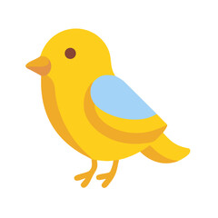 Cartoon yellow bird illustration on black background isolated graphic