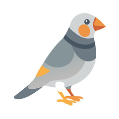 Stylized zebra finch bird illustration on a black background