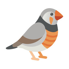 Stylized zebra finch bird flat vector illustration on black