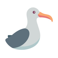 Stylized Seagull Illustration on Black Background with Muted Colors