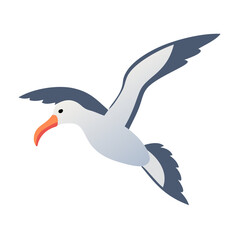 Simple flat illustration of a seagull in mid-flight