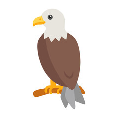 Flat design eagle perched on branch against black backdrop
