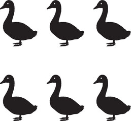 Obraz premium Premium vector. set of silhouette ducks vector illustration on white background. 
