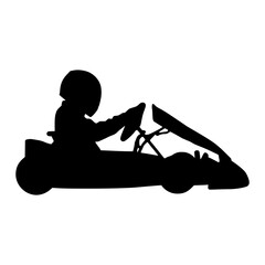 Silhouette Child Go-Kart Driver