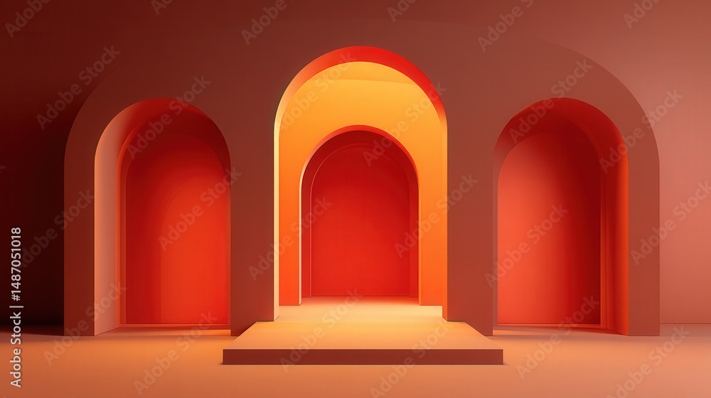 Poster muted orange tone backdrop with clean studio gradient creating a warm and inviting atmosphere for va