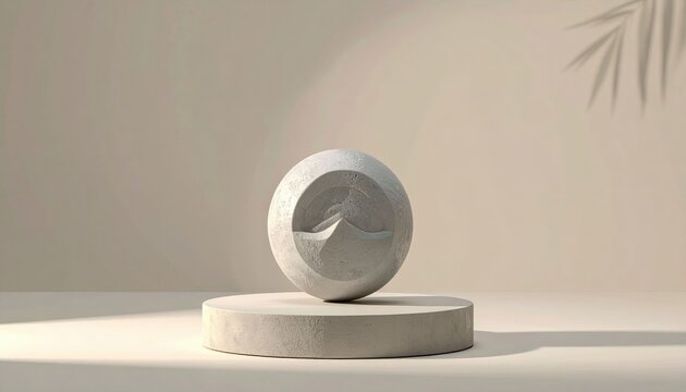 Modern Light Beige Sphere On Pedestal