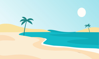 Serene Beach Scene with Palm Trees