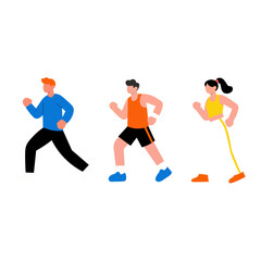 Active Lifestyle Diverse Individuals Exercising