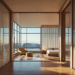 Minimalist Bedroom with Ocean View