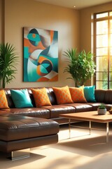 Vibrant Contemporary Living Room with Artistic Flair